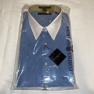 Brand New Tommy Hilfiger Blue and White Stripe Button Down